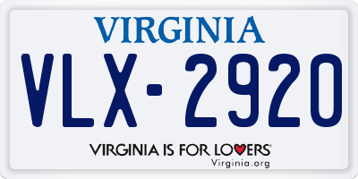 VA license plate VLX2920