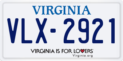 VA license plate VLX2921