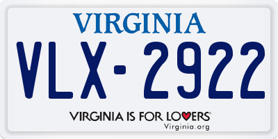 VA license plate VLX2922