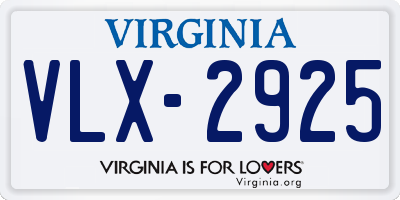 VA license plate VLX2925