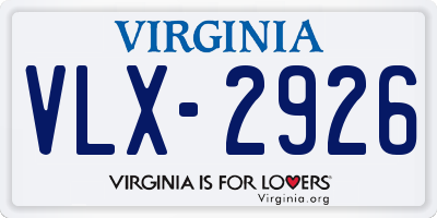 VA license plate VLX2926