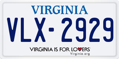 VA license plate VLX2929