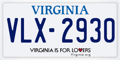 VA license plate VLX2930