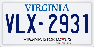 VA license plate VLX2931