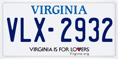 VA license plate VLX2932