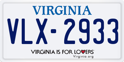 VA license plate VLX2933