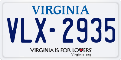 VA license plate VLX2935