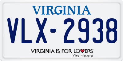 VA license plate VLX2938