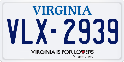 VA license plate VLX2939