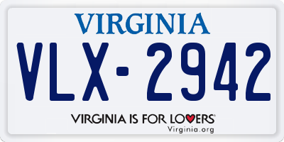 VA license plate VLX2942