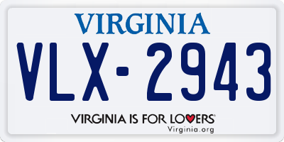 VA license plate VLX2943