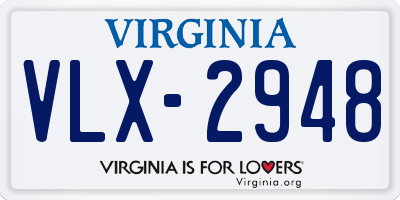 VA license plate VLX2948