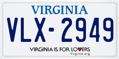 VA license plate VLX2949