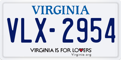 VA license plate VLX2954