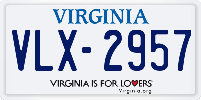 VA license plate VLX2957