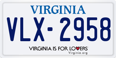 VA license plate VLX2958