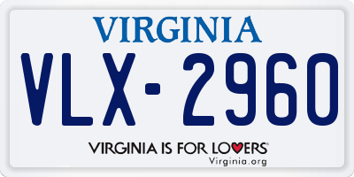 VA license plate VLX2960