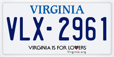 VA license plate VLX2961