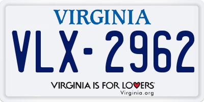 VA license plate VLX2962