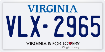 VA license plate VLX2965