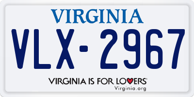 VA license plate VLX2967
