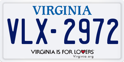 VA license plate VLX2972