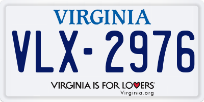 VA license plate VLX2976