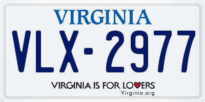 VA license plate VLX2977