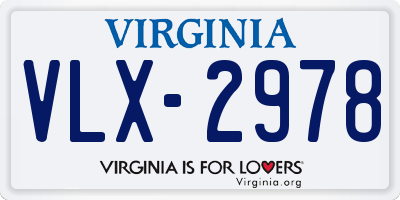 VA license plate VLX2978