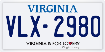 VA license plate VLX2980