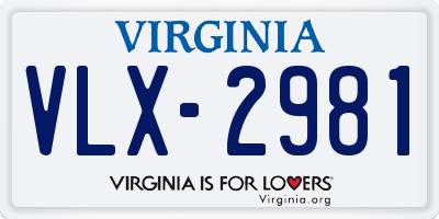 VA license plate VLX2981