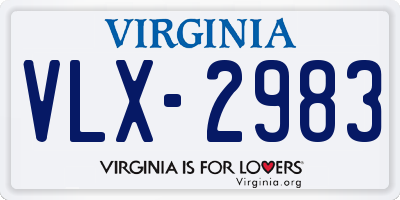 VA license plate VLX2983