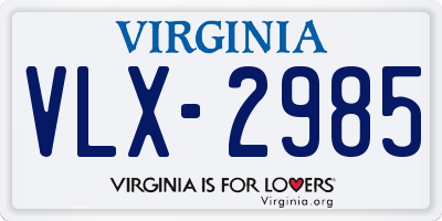 VA license plate VLX2985