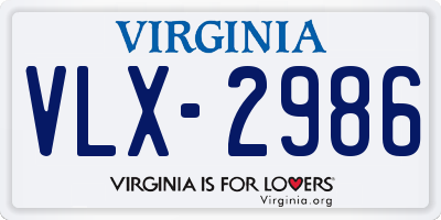 VA license plate VLX2986