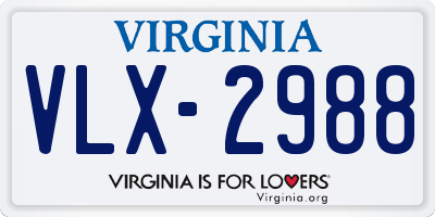 VA license plate VLX2988