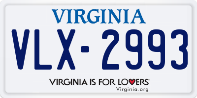 VA license plate VLX2993