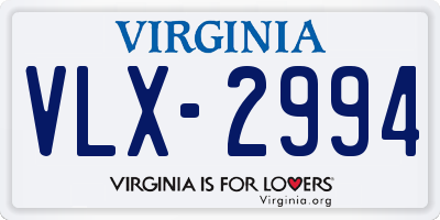 VA license plate VLX2994