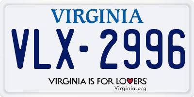 VA license plate VLX2996