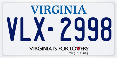 VA license plate VLX2998