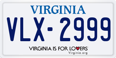 VA license plate VLX2999