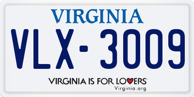 VA license plate VLX3009