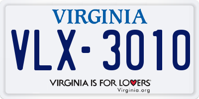 VA license plate VLX3010