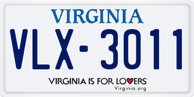 VA license plate VLX3011