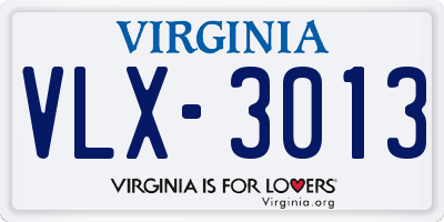 VA license plate VLX3013