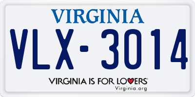 VA license plate VLX3014