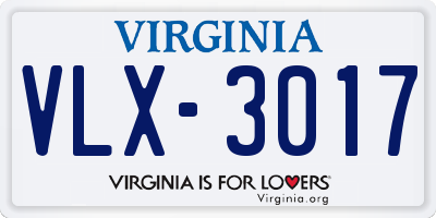 VA license plate VLX3017