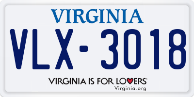 VA license plate VLX3018