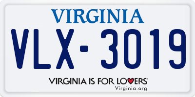 VA license plate VLX3019