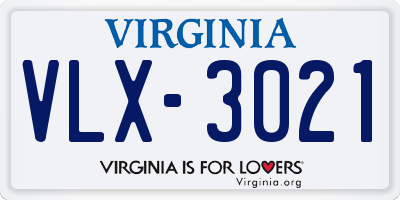 VA license plate VLX3021