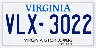 VA license plate VLX3022